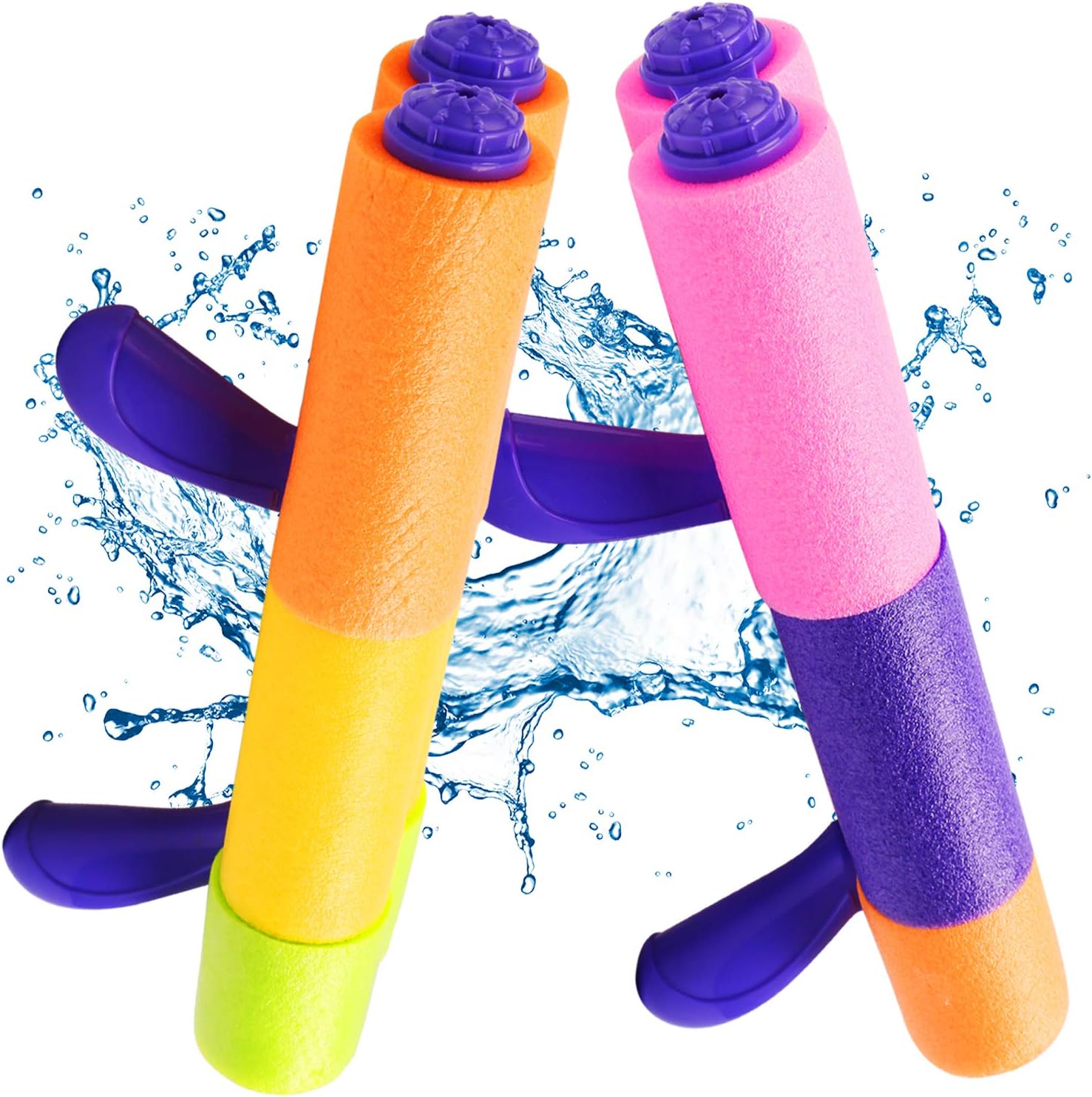 Water Blaster Squirt Guns for Kids Adult - 2 Pack Foam Dual-Head Muzzle Water Gun Funny Toys for Swimming Pool/Beach Sand/Backyard/Outdoor: Toys & Games