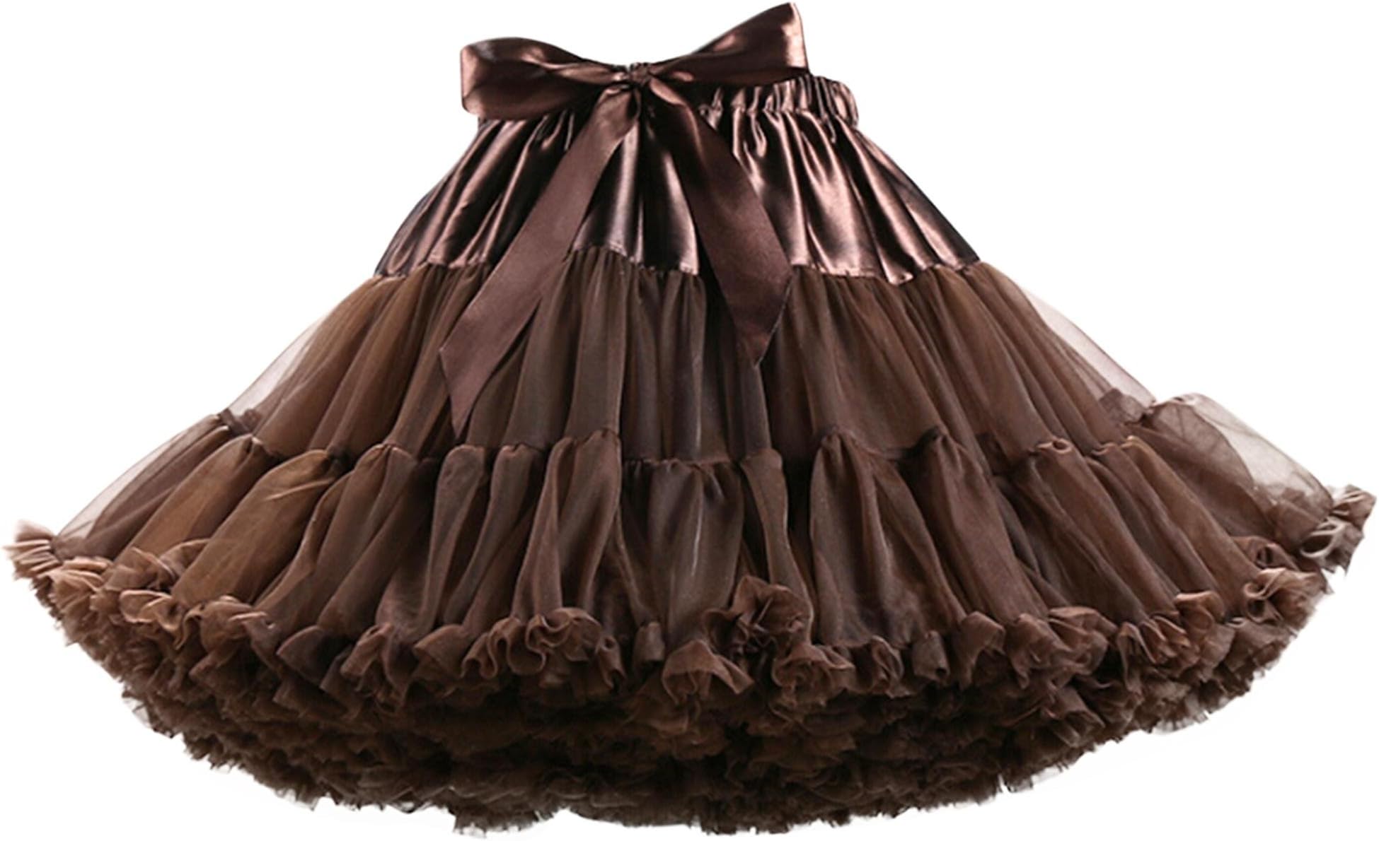 IF FEEL Women's Luxurious Soft Chiffon Petticoat Tulle Tutu Skirt