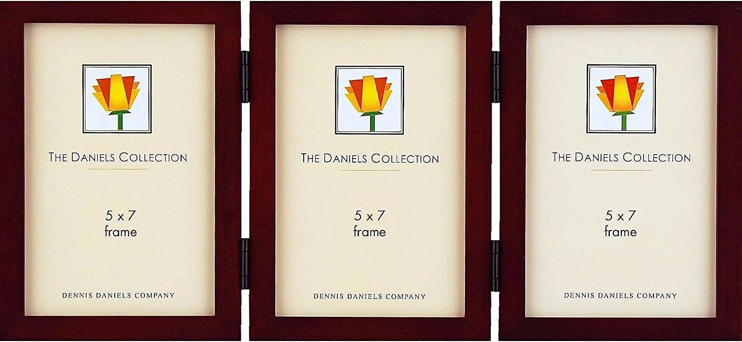 The Original DANIELS W41 Dark walnut-brown hinged triple 5x7 frame by Dennis Daniels - 5x7