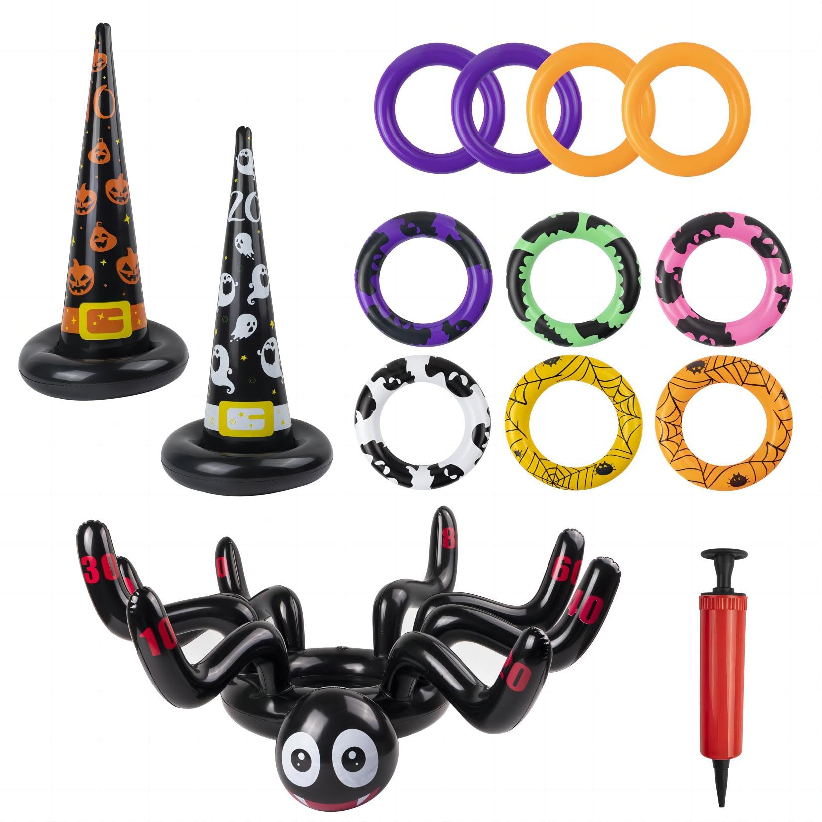 WOFEU Christmas Party Toss Game Inflatable Reindeer Antler Hat with Rings for Kids Adults Family Xmas Fun Games