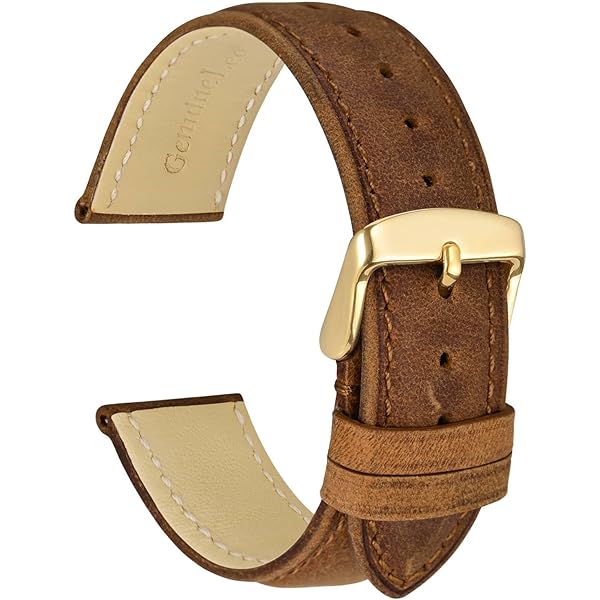HAMILTON ブラウンレザーベルト 20mm ゴールドバックル Amazon.com: Hamilton 20/18mm Genuine Brown Leather Strap