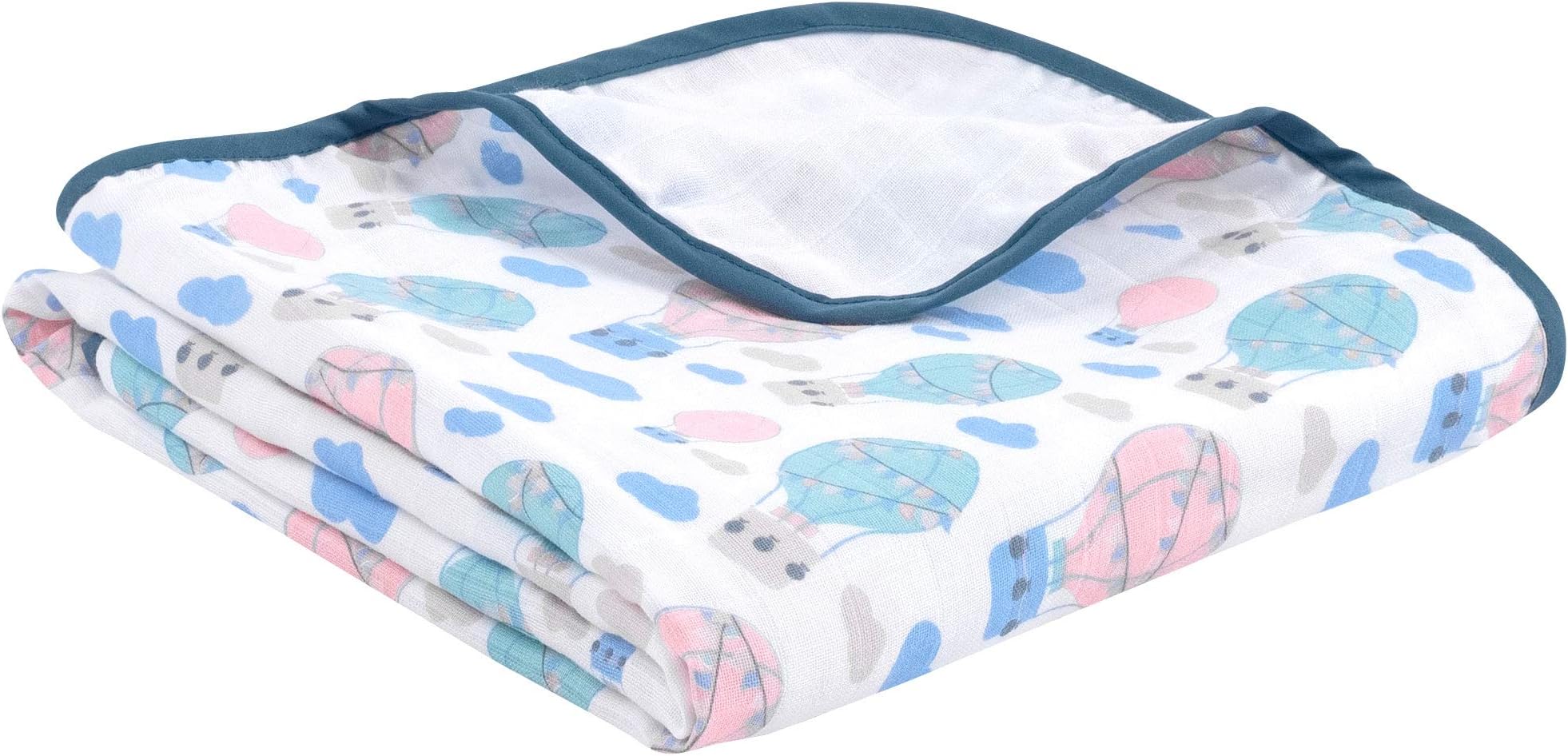 emma & noah Baby Snuggle Blanket, Extra Soft, 100% Cotton, Size: 120x120 cm, 4-Layered, Ideal as Baby Blanket, Blanket for Pram, Crib and Baby Bed, Nursing Cover (Ballon)