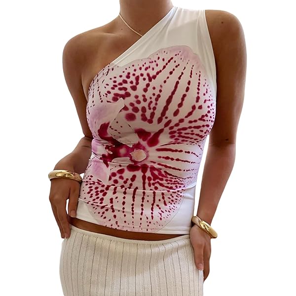 Gaono Women's 3D Flower Cami Top y2k Sleeveless Backless Spaghetti