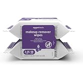 Amazon Basics Makeup Remover Wipes, Gentle Cleansing, Dermatologist Tested, Night Calming, Alcohol-Free, Removes Waterproof Mascara, 25 Count Per Pack, Pack of 2