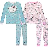 Hello Kitty 4 Piece Pajama Set - Toddler Girls PJ Set with Long Sleeve Shirt & Pants - Kids Sleepwear Set - Official License