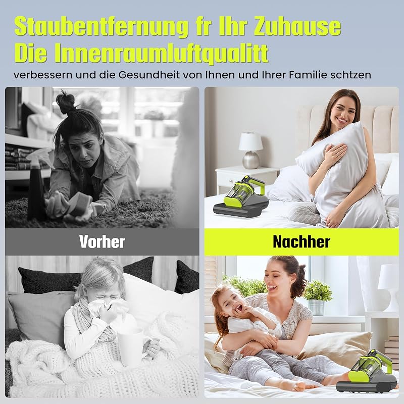 HYCHIKA Milbensauger für Matratzen, 16 kPa, UV-C-Licht, 60 °C Heißluft