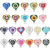 DanLingJewelry 44Pcs Colorful Heart with Evil Eye Charms Link Connectors Heart Enamel Pendant Charms for Jewelry Making Earrings Necklaces Craft
