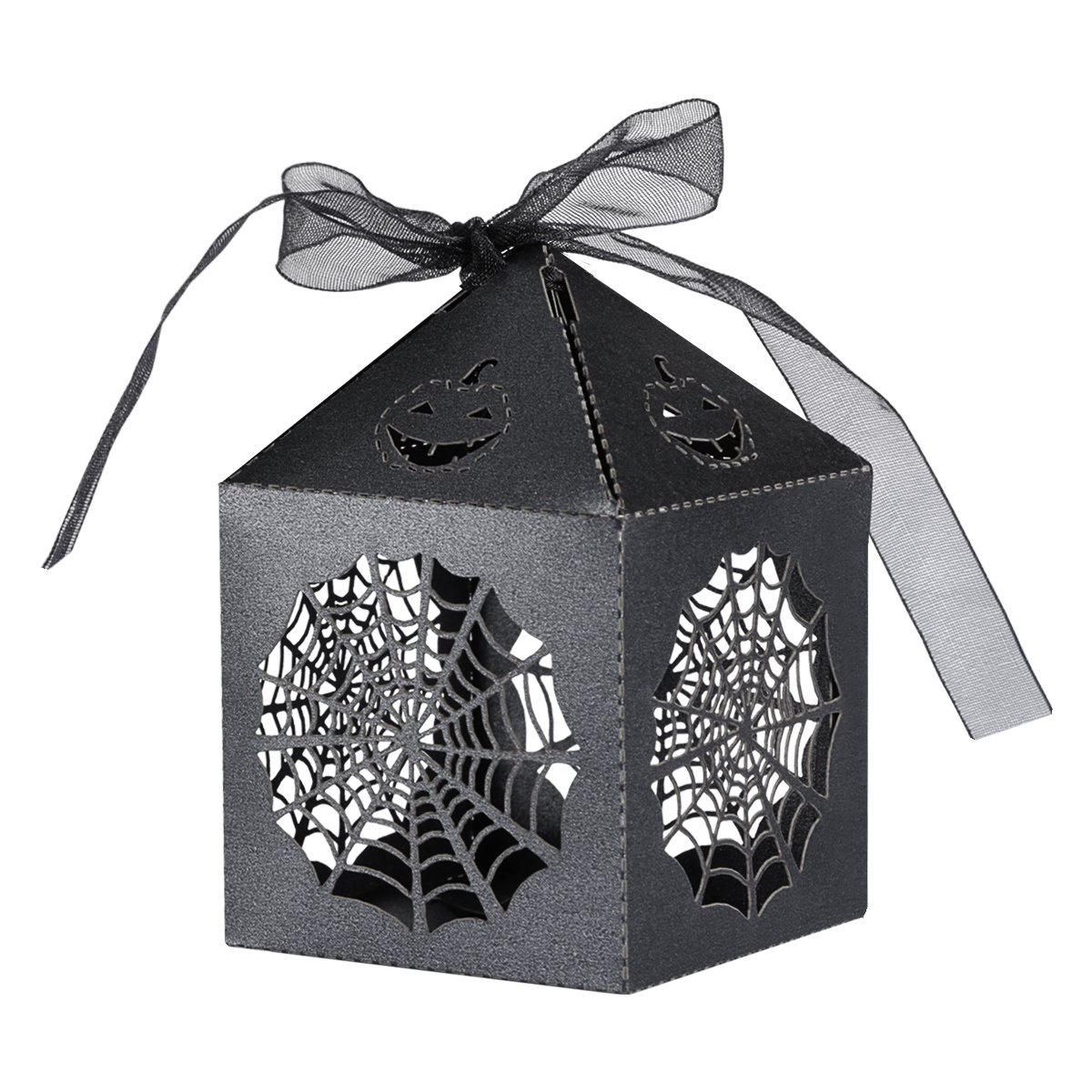 Home Kitty 50pcs Halloween Theme Party Gift Favor Candy Boxes with Ribbons - Cobweb Style Hens Night Out Fun Favors
