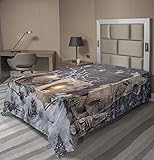 Ambesonne Christmas Flat Sheet, Candle Winter