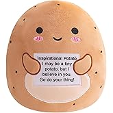 Finebee Potato Plush, Cute Potato Stuffed Animal, Positive Doll Funny Reduce Pressure Toy Cheer Up Gifts for Girls Boys Party Decor 10"