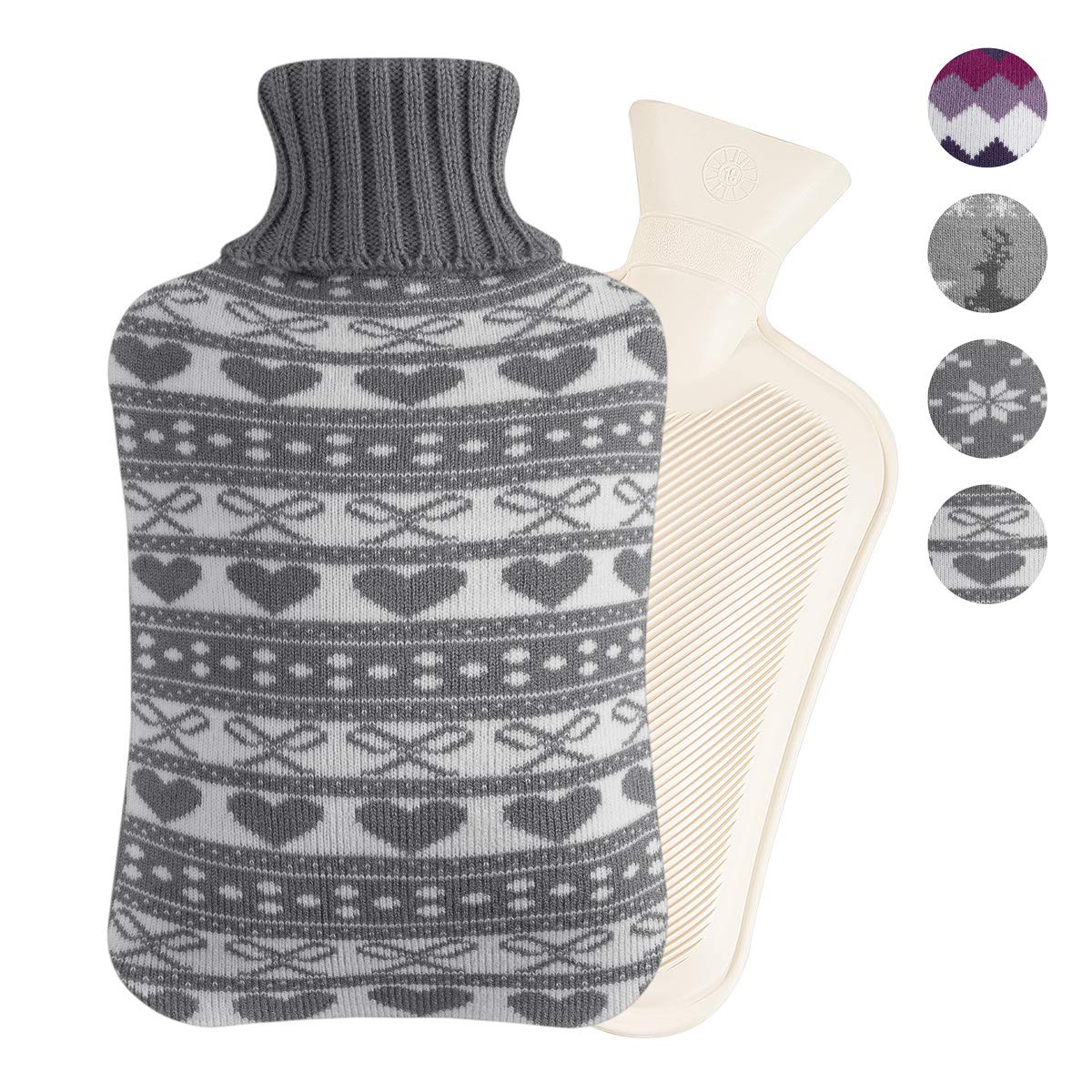 Segorts Hot Water Bottle- Bed Warm Waist Warm Back Hot Water Bottle with Super Soft Plush Cover, 2L Natural Rubber Hot Water Bottles for Back, Neck, Legs