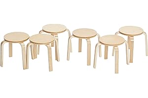 ECR4Kids Bentwood Stackable Stools, Classroom Furniture, Natural, 6-Piece