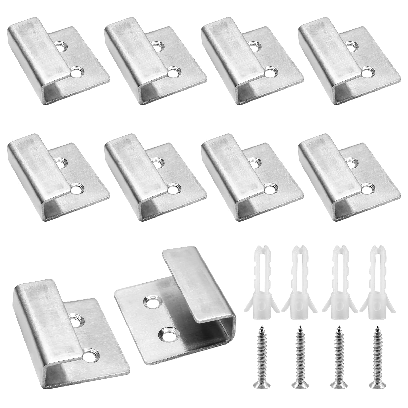 Photo 1 of Luomorgo 10 Pcs Tile Display Wall Hanger, Stainless Steel Wall Mount Brackets Hook, Heavy Duty Tile Hanger for Mirrors, Picture Frame Ceramic Wall Display (Small Size, Silver)