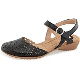 JBU Women's Vinya Casual Comfort Anklestrap Flat Sandal | Flats, Casual, Adjustable, Hook and Loop Strap, Breathable, Lightweight, Flexible, Memory Foam Insole, Cutout, Vegan Leather