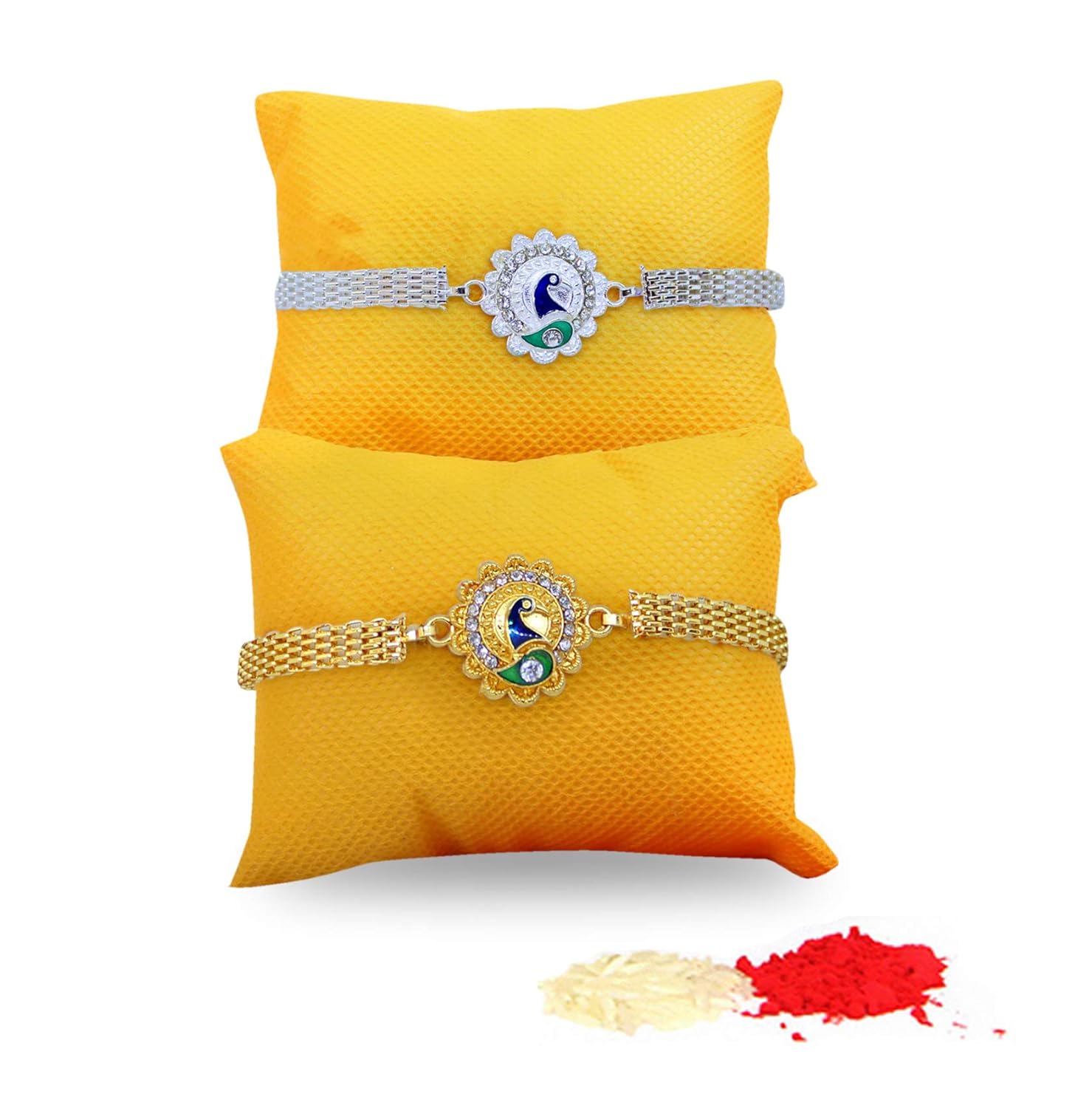 tied ribbons rakhi with roli chawal pack (set of 2)