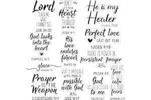 Sabary 12 Pcs Bible Verse Wall Decals Religious Scripture Wall Art Inspirational Quotes Wall Stickers Christian Peel and Stick Motivational Wall Decor for Bedroom Living Room(Pretty Style)