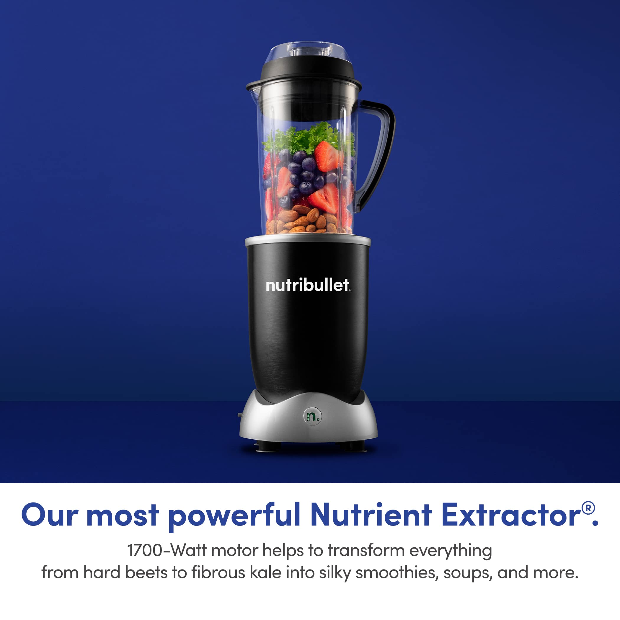 nutribullet® Rx Blender, Hot and Cold Blender, 1700W, 1L Pitcher & 30oz Cup, Extractor Blade, Soups, Hot Liquids, and Sauces, Black, N17-1001