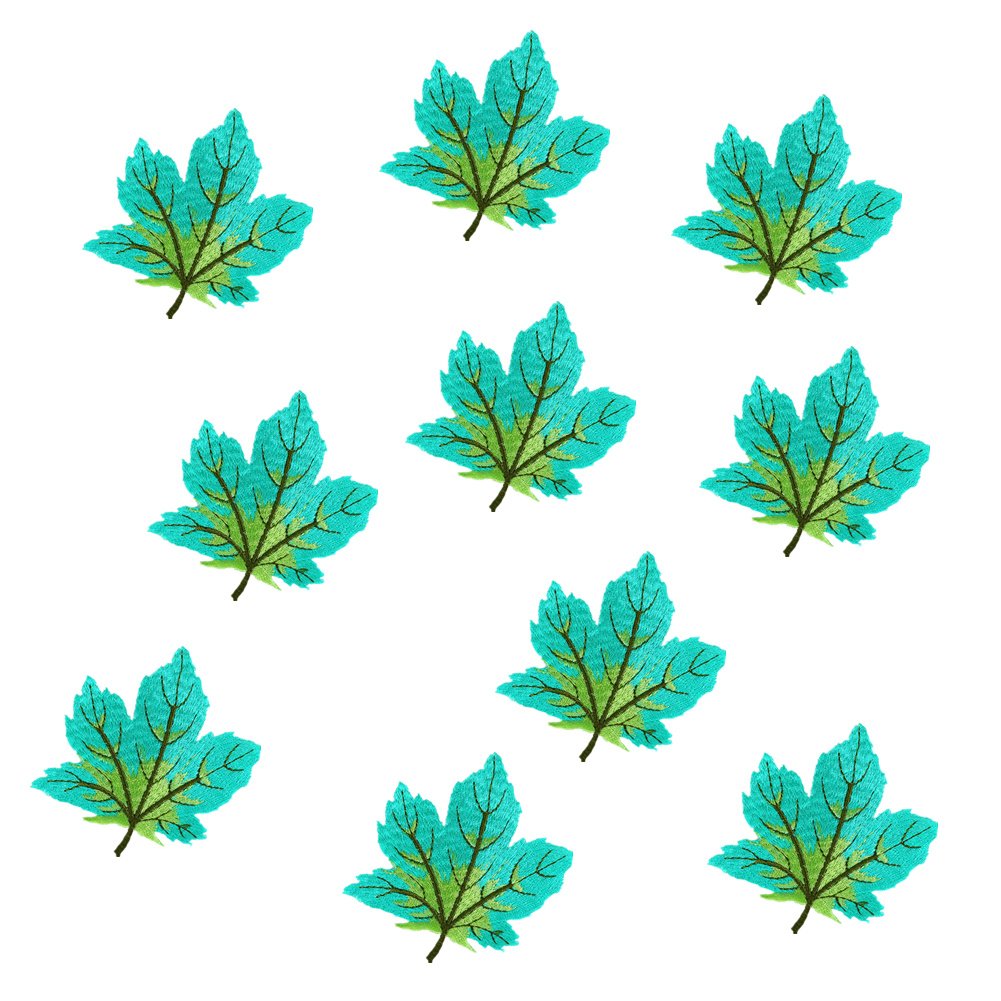 12 Pack Assorted Colorful Maple Leaves Patches Iron on Patches Embroidered Applique Motif for DIY Embellishments (Blue)