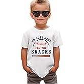 SANIXJOO Toddler Baby Boys Girls Baseball T-Shirts I'm Just Here for The Snacks Kids Short Sleeve Crewneck Summer Tee Tops