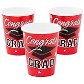 Fun Express CONGRATS GRAD RED 9OZ CUPS (25PC) - Party Supplies - 25 Pieces