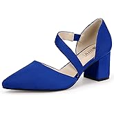 IDIFU IN2 Women's Pumps Closed Toe Strappy Heels Low Block Chunky Heels Dressy Wedding Bride Prom Business Dress Shoes for Women Comfortable Formal Pointed Toe Short Heels