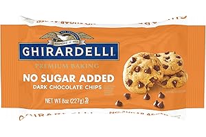GHIRARDELLI No Sugar Added Dark Chocolate Chips for Baking – Premium Baking Chips Made with Cocoa Butter and No Added Sugar, 8 oz Bag