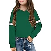 Haloumoning Girls Fashion Hoodies Kids Cute Striped Long Sleeve Crop Tops Hooded Sweatshirts 5-14 Years