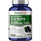 NusaPure Acai Berry 50:1 Extract - Suitable for Vegetarian/Vegan, Non - GMO - 20000 mg - 200 Capsules