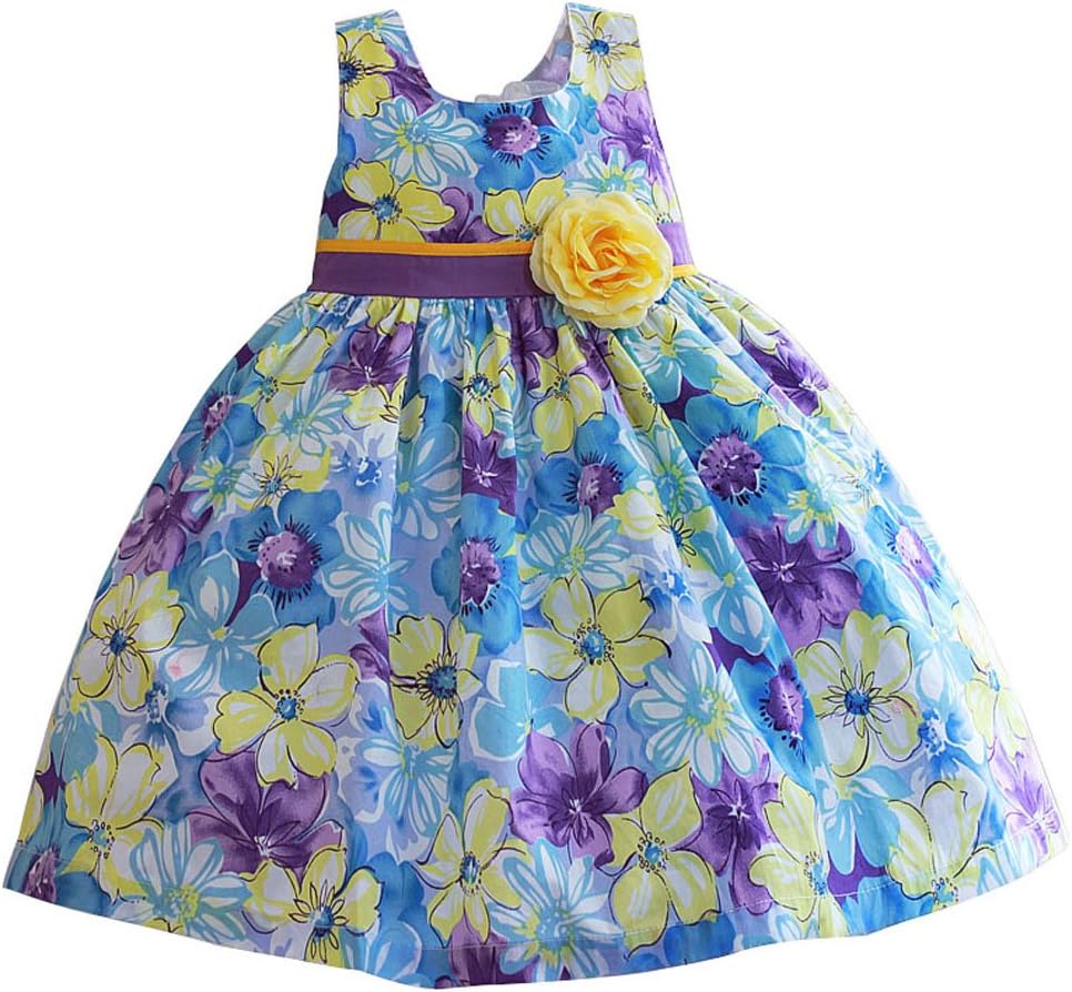 MingAo Sun Flower Girls Dresses Sleeveless Summer Beach Party 2-7 Years