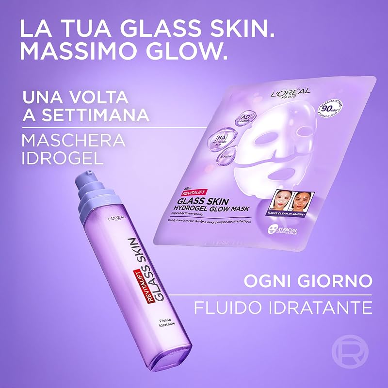L'Oréal Paris Revitalift Filler Glass Skin Fluido Idratante, 70ml