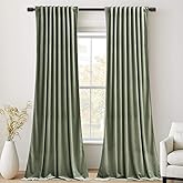 StangH Sage Green Velvet Curtains 120 inches - High Ceiling to Floor Curtains Back Tab Thermal Insulated Drapes for Sliding D
