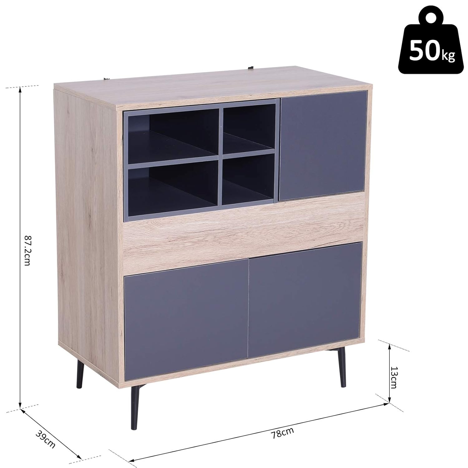 HOMCOM Armario Gabinete Consola Armario Bajo Mueble Aparador