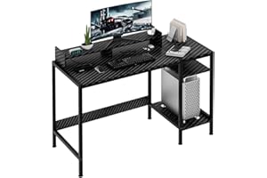 MINOSYS Computer Desk - 47 Inch Home Office Desk with Storage, Gaming Desk with Monitor Stand, Modern Simple Study Table, Adjustable Storage Space