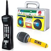 Inflatable Phone,Inflatable Radio Boombox Microphone,80s 90s Party Decorations,Hip Hop Music Themed Party Decorations,Rappers B-Boys Costume Accessory for Disco Retro Theme Party Decorations