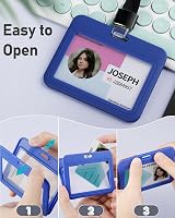 Uniclife 3 Pack ID Badge Holder Double-Sided Windows Blue Card Protector view 5