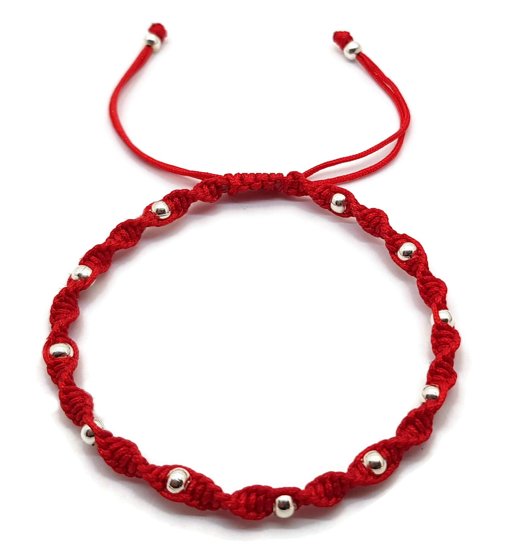 MYSTIC JEWELS - Colorful Thread Kabbalah Bracelet with Balls, Amulet, Evil Eye Protection, Good Luck, Metal Free