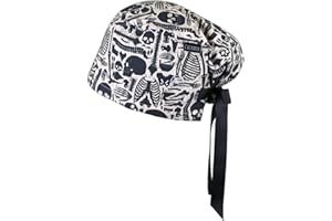 CALOMED Euro Style Scrub Cap for Women & Men with Ribbon Ties & Buttons, Head Cover for Long or Short Hair