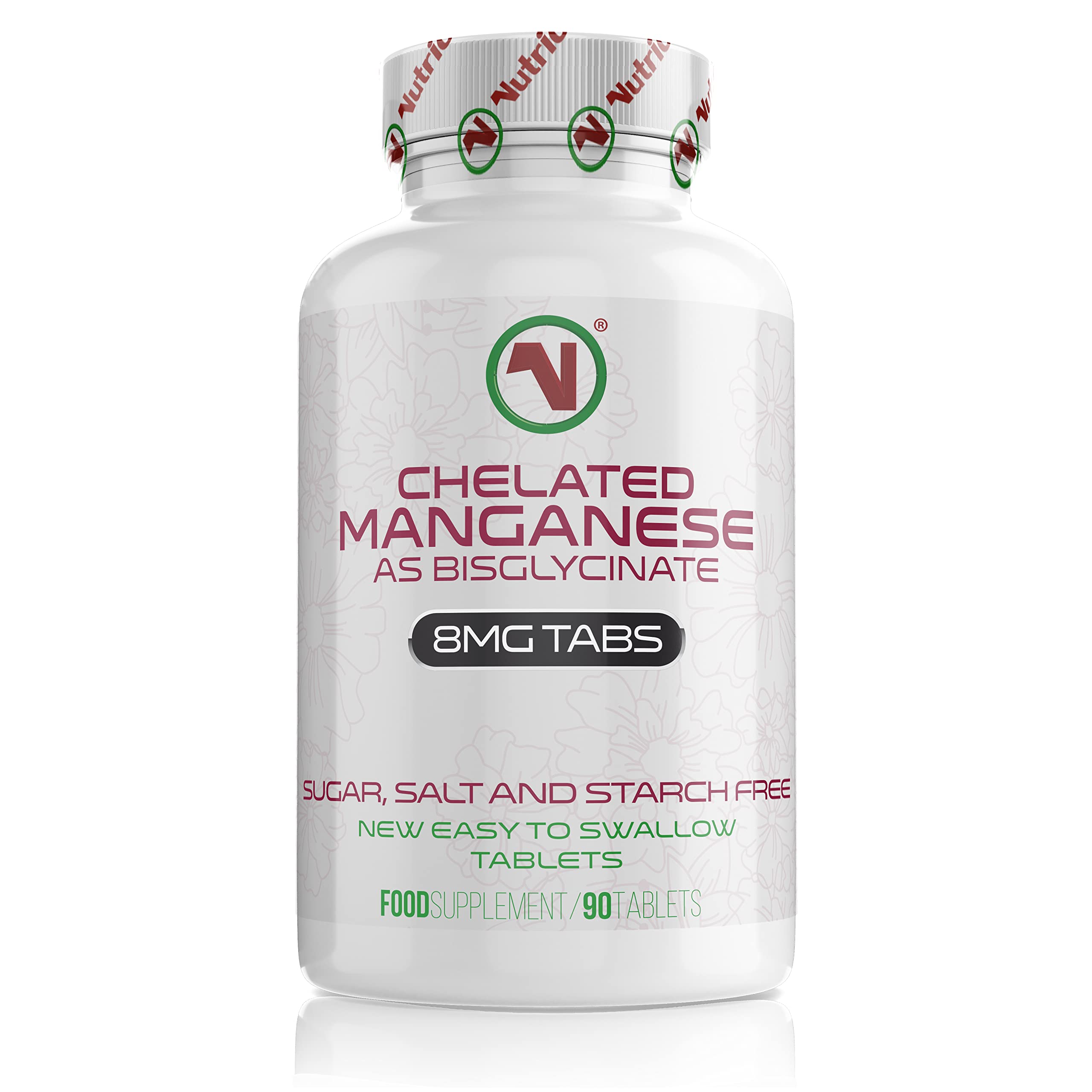 Nutriodol Chelated Manganese Bisglycinate Tablets | 90 Tablets Per Bottle | Half Tablet Per Day | Essential Trace Mineral | Suitable for Vegans