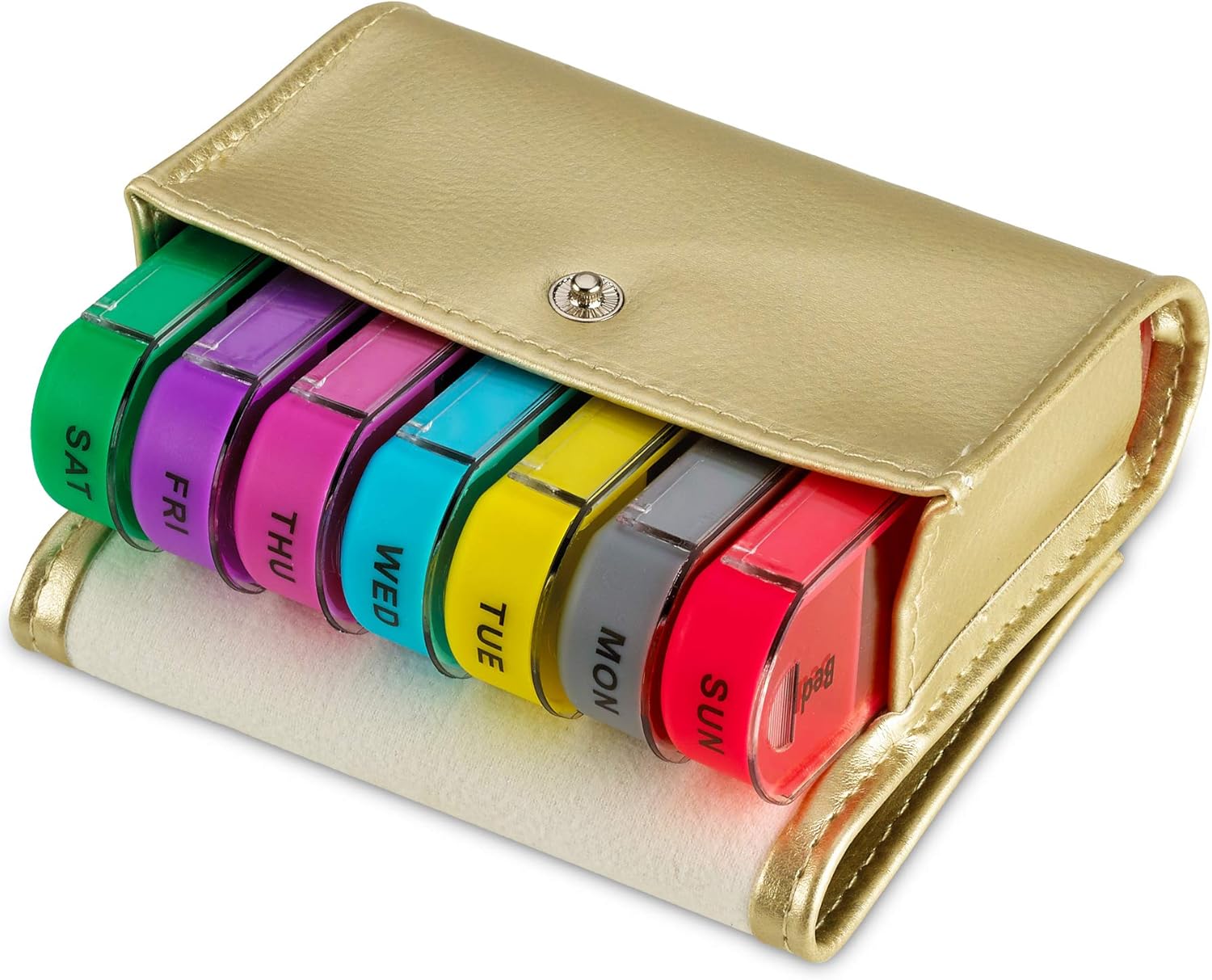 Weekly Travel Pill Organizer - Prescription and Medication Wallet Pill Box Reminder, Pill Container Dispenser Case, Vitamin Caddy Organizer, for 4 Times A Day, 7 Days a Week: Health & Personal Care