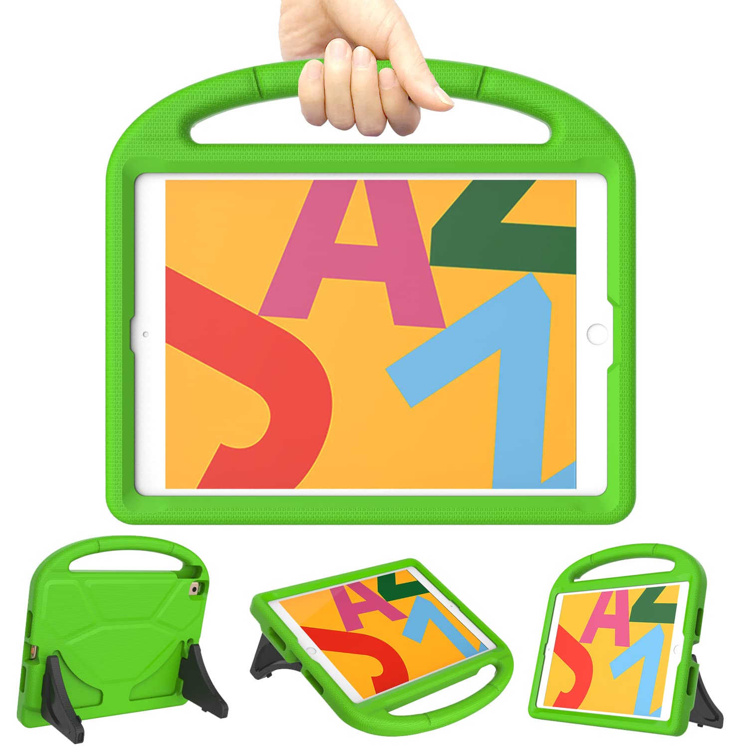 TrendGate Case for iPad 10.2 Inch 2021/2020/2019 (9th/8th/7th Generation) - Lightweight Shockproof Kids Cover with Handle Kickstand - Green
