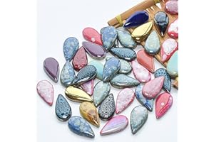 BTMIEY 500g/1.1lb Random Color Irregular Ceramics Mosaic Tiles,DIY Making Creative Ceramic Mosaic Tiles for DIY Craft Plates Flowerpots Vases Cups Mosaic Making Supplies (Large Raindrop)