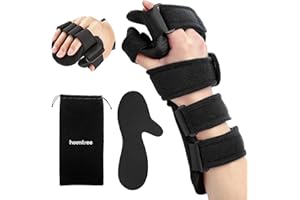HOOMTREE Stroke Resting Hand Splint Right&Left Resting Hand Splint with Finger Separator Functional Night Immobilizer Wrist Finger Brace for Carpel Tunnel Pain,Sprain Fracture,Tendonitis (Right,Black)