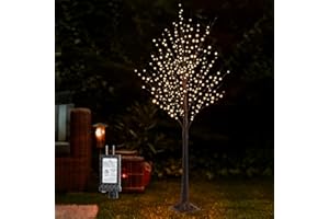 IJG 6FT Halloween Tree 500 LED Lighted Twig Tree with Twinkle Lights, LED Birch Tree with Timer for Outdoor Indoor Home Party Yard Easter Christmas Decoration (Warm White Light)