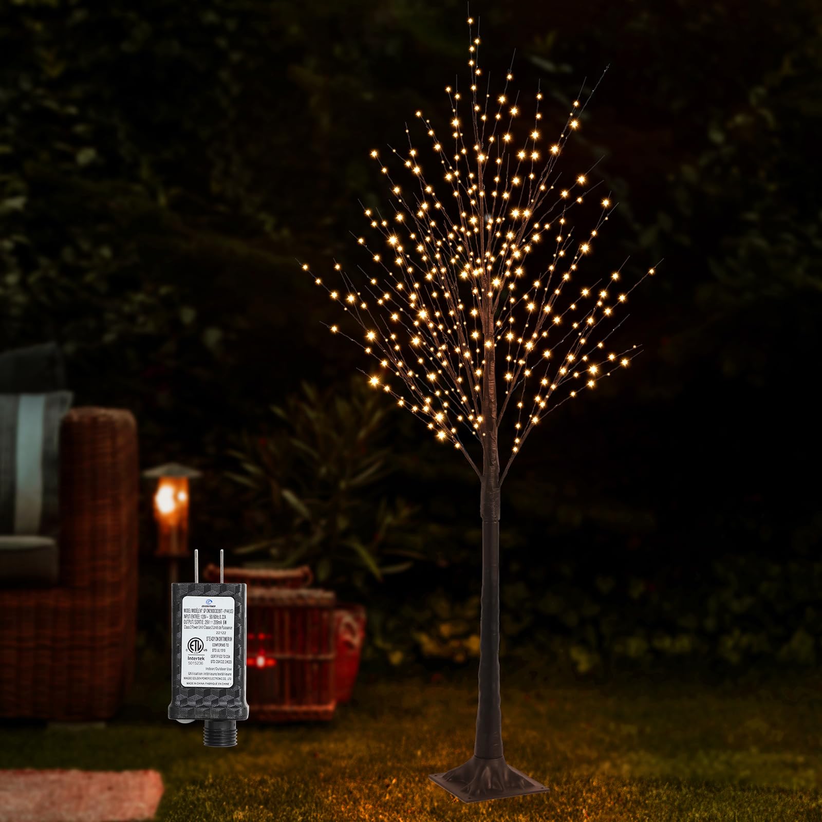 Photo 1 of IJG 6FT Halloween Tree 500 LED Lighted Twig Tree with Twinkle Lights, LED Birch Tree with Timer for Outdoor Indoor Home Party Yard Easter Christmas Decoration (Warm White Light)