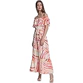 Donna Morgan Women's Maxi Dress with Off The Shoulder Ruffle and Bottom Skirt Tier