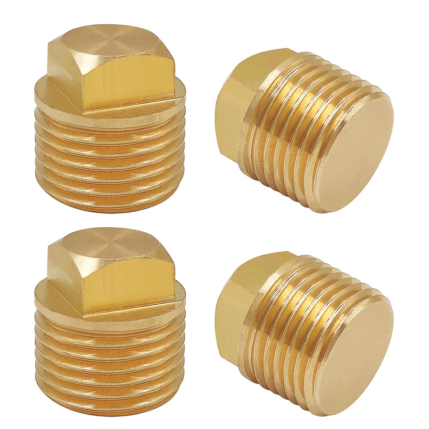 CKANDAY 4Pcs 1/2" NPT Solid Brass Boat Drain Plugs, Gold