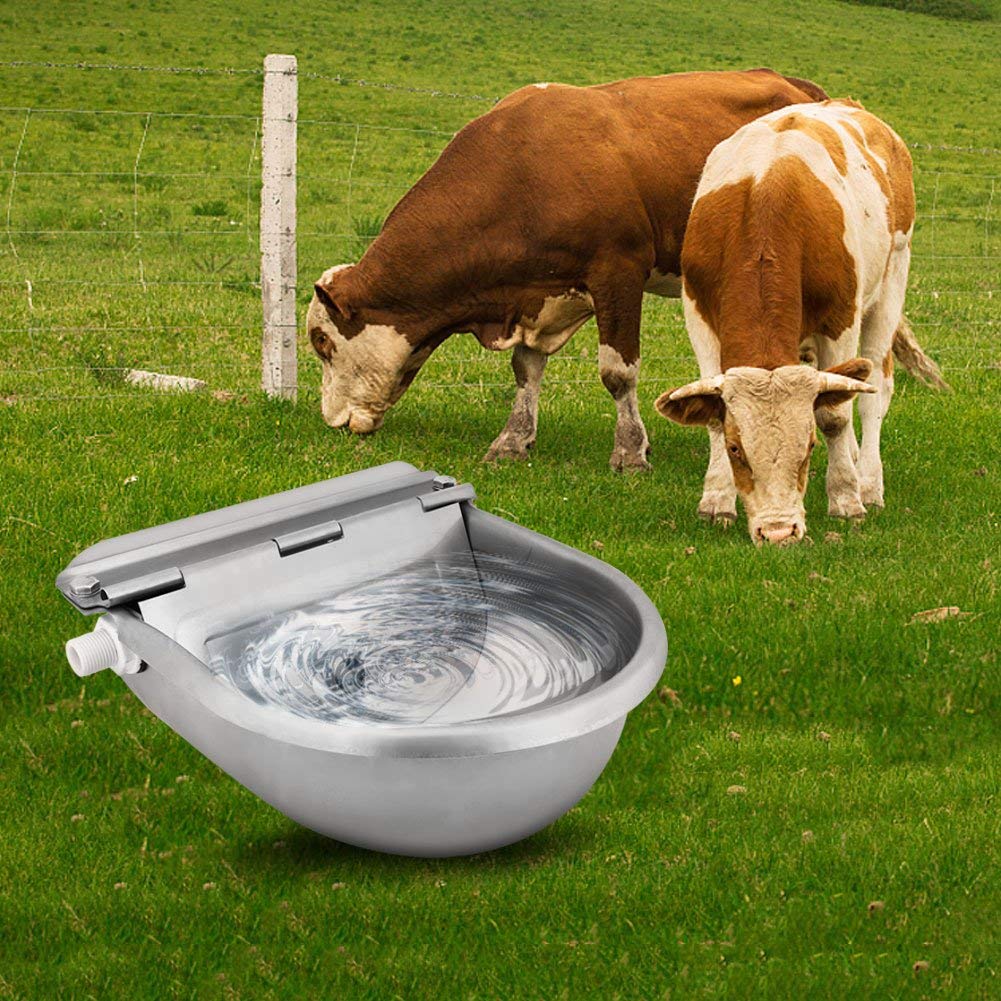 Automatic Waterer Bowl 4L for Cow Horse Poultry Farming, Livestock Water Bowl Stainless Steel Feeding Bowl Water Drinker Bowl with Float Valve Water Trough