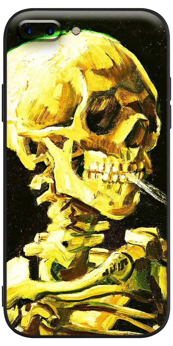 Berkin Arts Compatible with iPhone 8 Plus Case iPhone 7 Plus Case Silicone Cover with Screen Protector Post-Impressionism (Head of a Skeleton by Van Gogh)