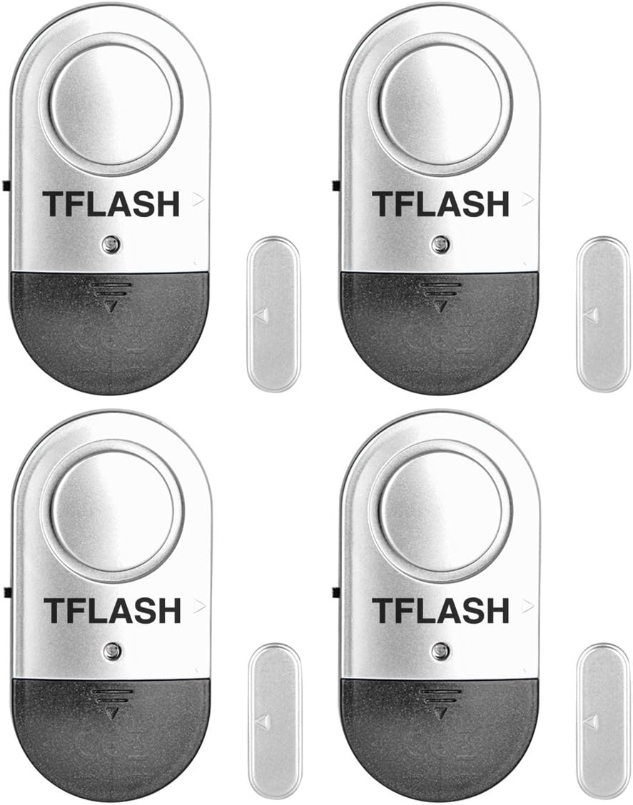 Door Alarm, Door and Window Alarms, TFLASH Home Security Ultra-Slim Door Window Burglar Alarm with Loud 120DB Siren Song (4 pack)