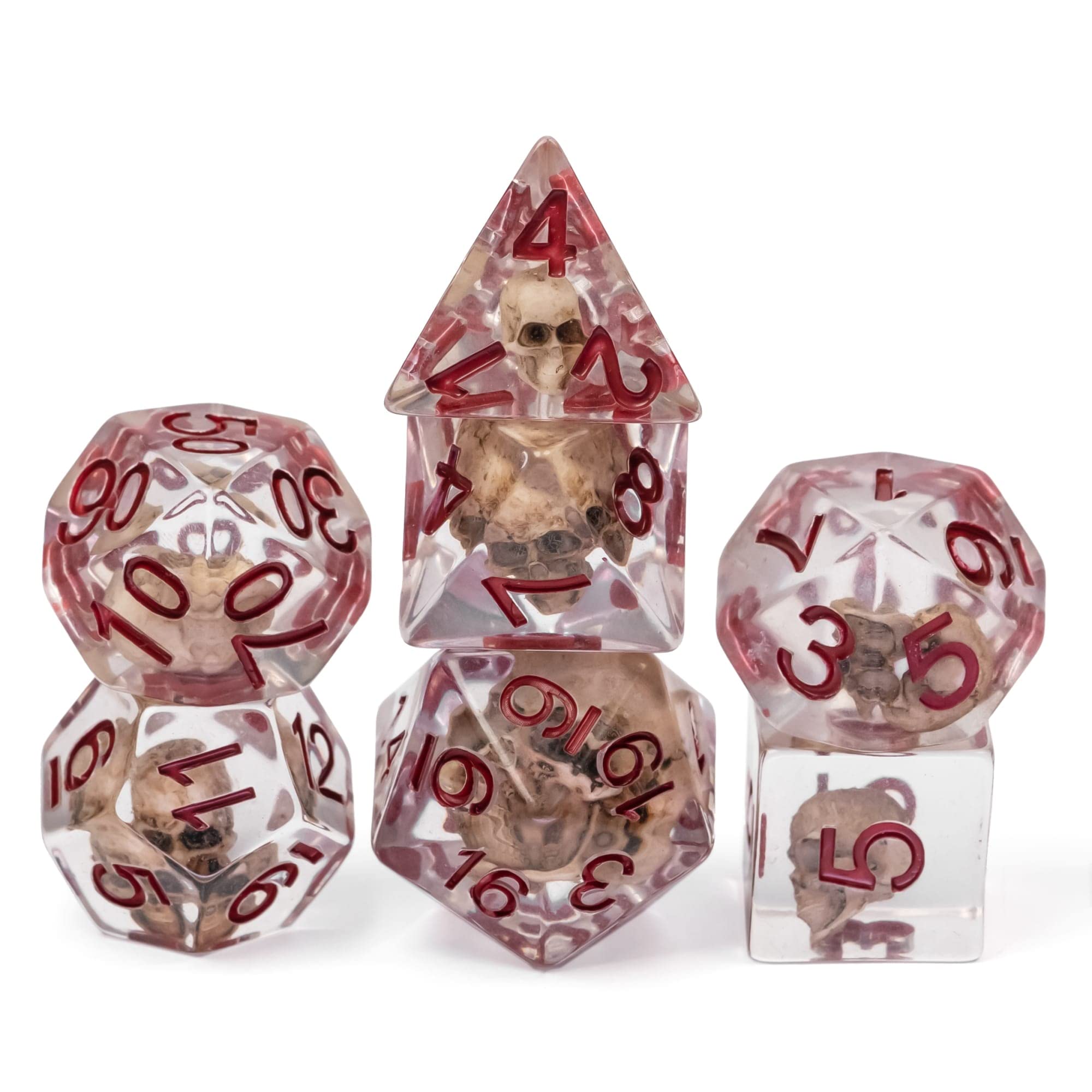 cusdie 7PCS Polyhedral DND Dice, D&D Dice, Skull Dice Set for Dungeons and Dragons RPG Table Games (Realistic Skull) — image 1